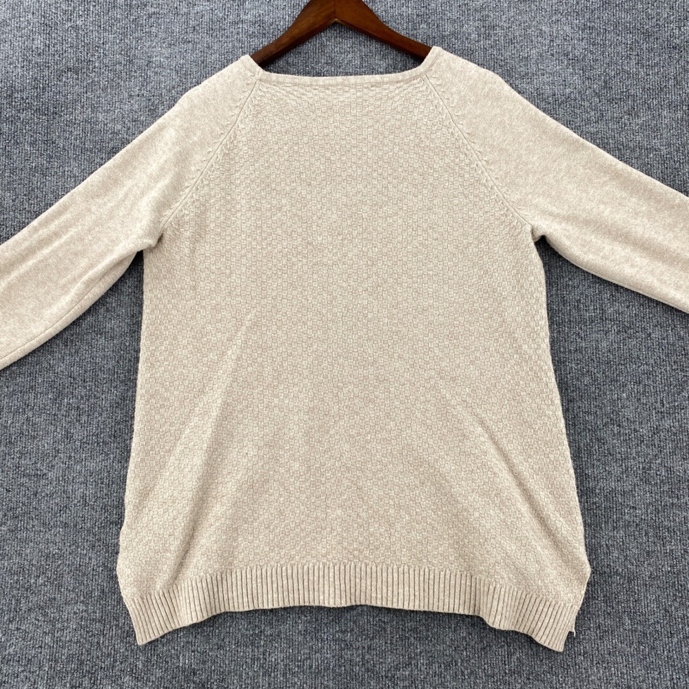 Cyrus Sweater Women XL Beige Cable Knit Basketweave Pullover Cozy Minimalist - Picture 9 of 9